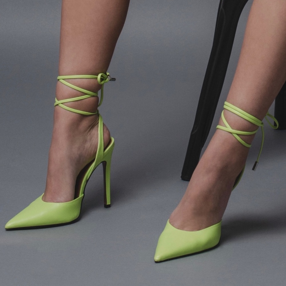 ASOS POINTED PUMPS IN LIME (7.5)